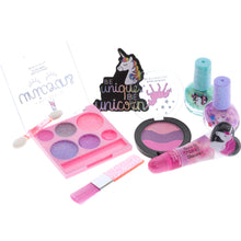 Load image into Gallery viewer, Townley Girl Unicorn Makeup Set with 8 Pieces, Including Lip Gloss, Nail Polish, Body Shimmer and More in Unicorn Bag, Ages 3+ for Parties, Sleepovers and Makeovers
