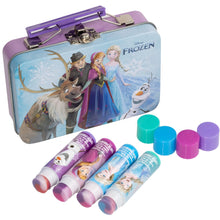 Load image into Gallery viewer, Townley Girl Disney Frozen Swirl Lip Balm for Girls, 4 Pack with Decorative Tin
