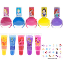 Load image into Gallery viewer, Townley Girl Disney Princess Sparkly Cosmetic Makeup Set for Girls with Lip Gloss Nail Polish Nail Stickers - 11 Pcs|Perfect for Parties Sleepovers Makeovers| Birthday Gift for Girls above 3 Yrs
