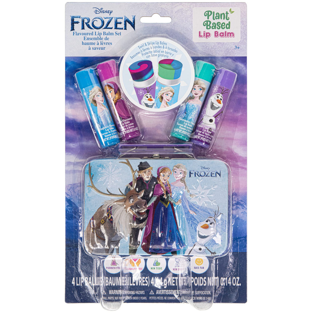 Townley Girl Disney Frozen Swirl Lip Balm for Girls, 4 Pack with Decorative Tin