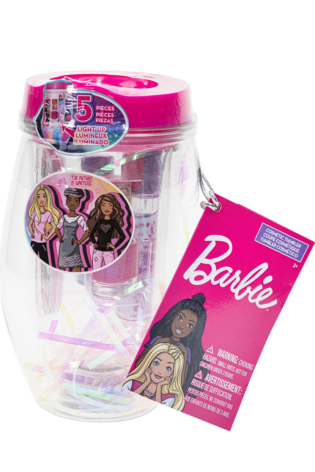 Barbie – Townley Girl Cosmetic Light-Up Tumbler, Includes Shimmery Lip Balm, Lip Gloss, Nail File and Glittery, Peelable Nail Polish. Ages 3+ Perfect for Birthday Gifts, Parties, Sleepovers & Makeovers