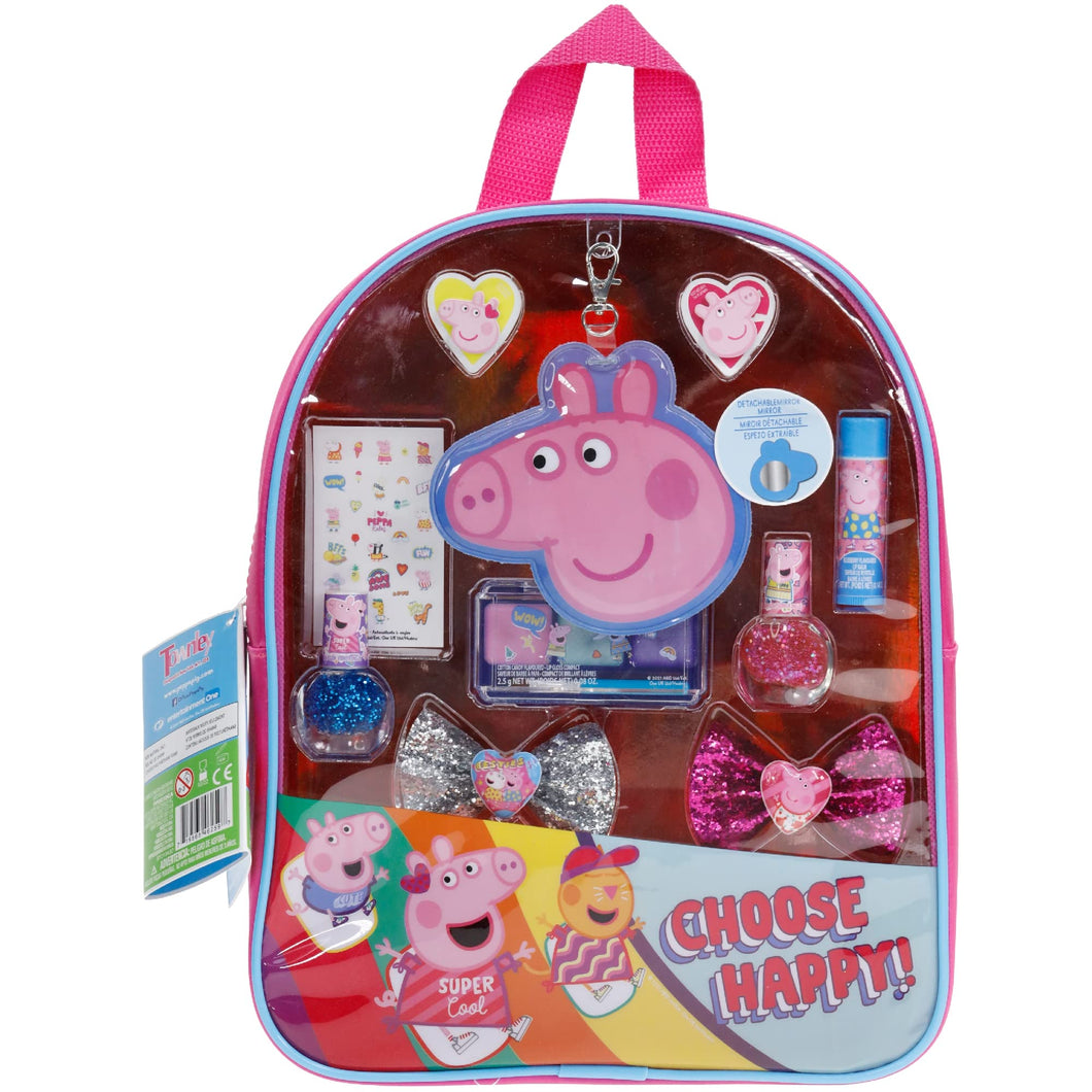 Peppa Pig - Townley Girl Backpack Cosmetic Makeup Gift Bag Set includes Hair Accessories and Printed PVC Back-pack for Kids Girls, Ages 3+ perfect for Parties, Sleepovers and Makeovers