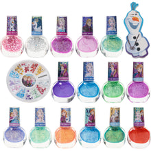 Load image into Gallery viewer, Disney Frozen - Townley Girl Non-Toxic Peel-Off Nail Polish Set with Shimmery and Opaque Colors with Nail Gems for Girls Ages 3+, Perfect for Parties, Sleepovers and Makeovers, 18 Pcs
