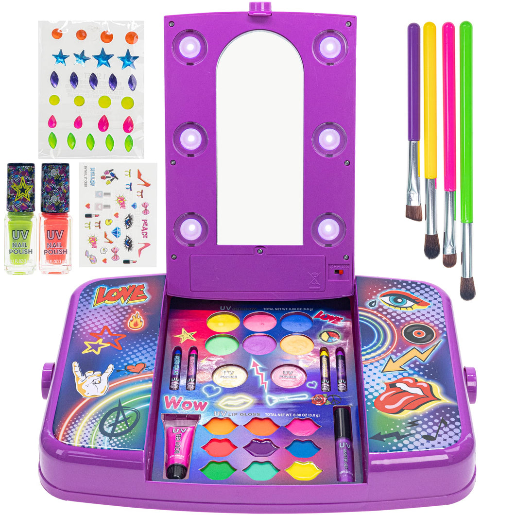 Townley Girl DIY Train Case Makeup Beauty set Includes Bracelet Beads & String, Tattoos, Lip Gloss, Hair Clips, Nail Polish & Much More for Girls, Ages 6+ Perfect for Parties, Sleepovers & Makeovers