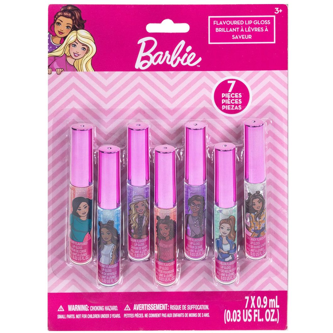 Barbie – Townley Girl Super Sparkly 7 Pieces Party Favor Lip Gloss Makeup Set for Girls Kids Toddlers, Perfect for Parties Sleepovers Makeovers Birthday Gift for Girls Above 3 Yrs (7 CT)