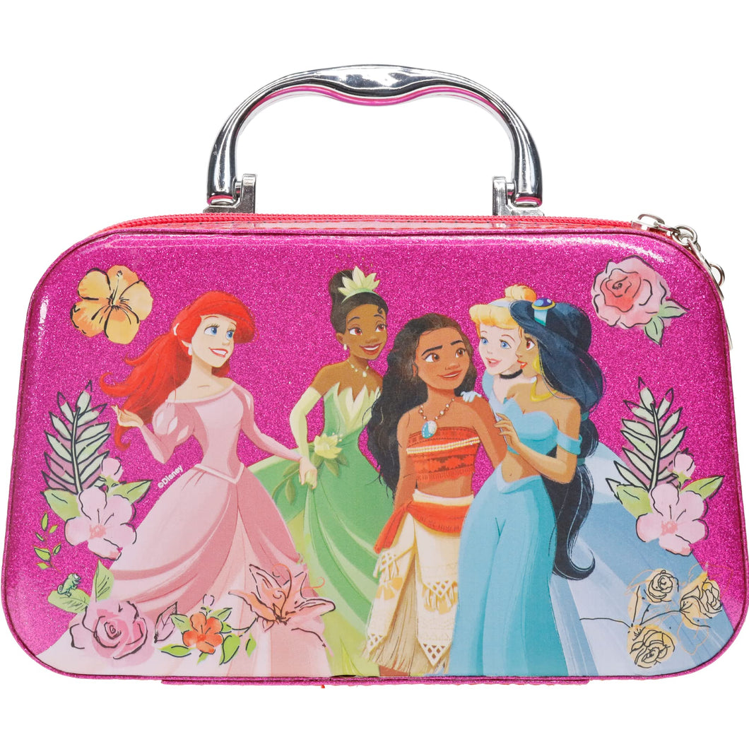 Disney Princess - Townley Girl Zipper Cosmetic Train Case With Nail Polish, Nail File, Lip Gloss, Lip Stick, Lip Balm, Crown, Eyeshadow, Brushes, and More, Ages 3+, for Parties, Sleepovers & Makeovers