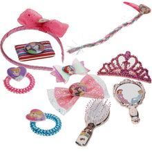 Load image into Gallery viewer, Disney Princess - Townley Girl Hair Accessory Activity Set for Girls, Ages 3+ Makeup Hair Salon Kit 20 Pieces Including Hair Brush, Mirror, Tiara Bows and More, for Parties, Sleepovers and Makeovers
