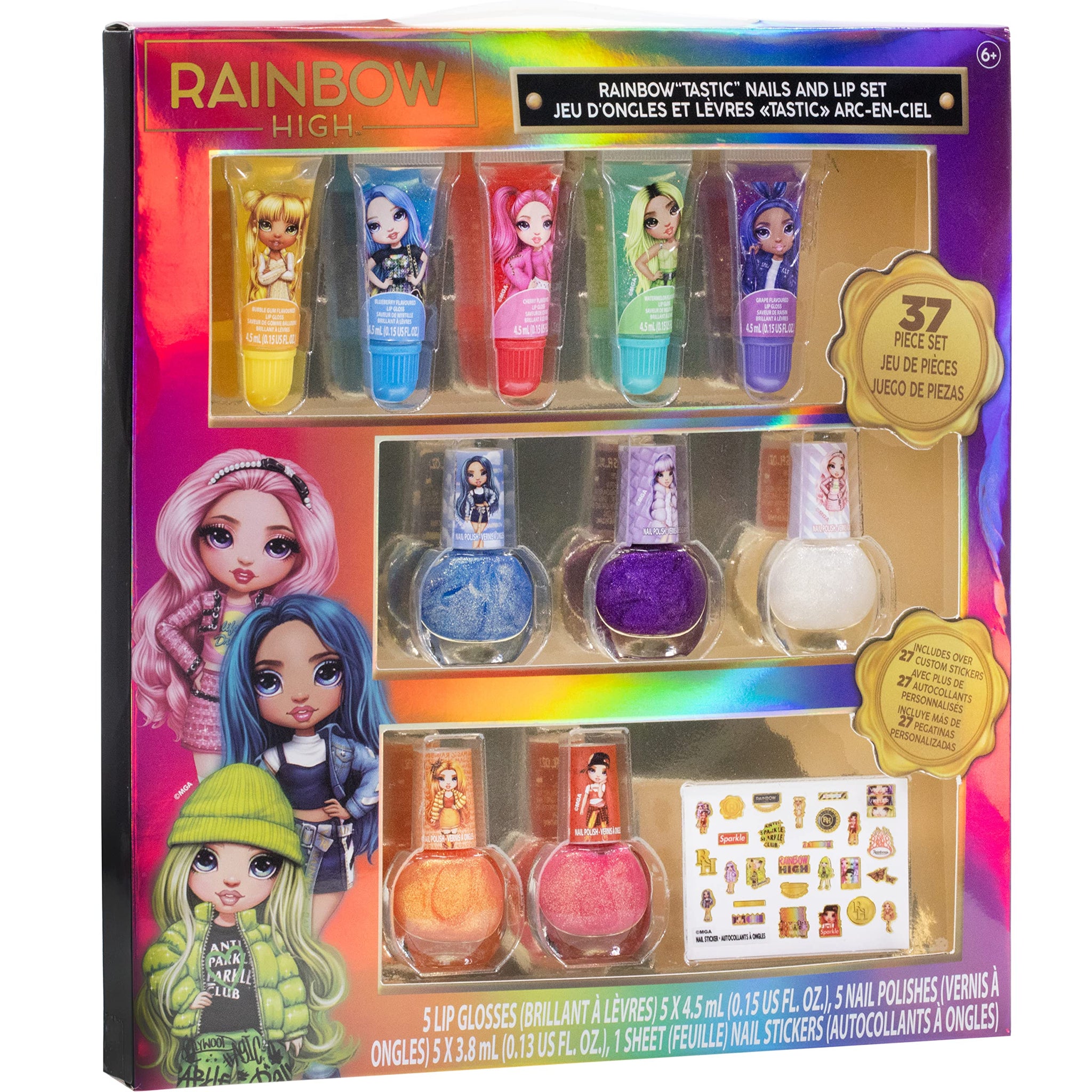 Rainbow High - Townley Girl Cosmetic Makeup Gift Bag Set includes Lip  Gloss, Nail Polish & Hair Accessories for Kids Girls, Ages 3+ perfect for
