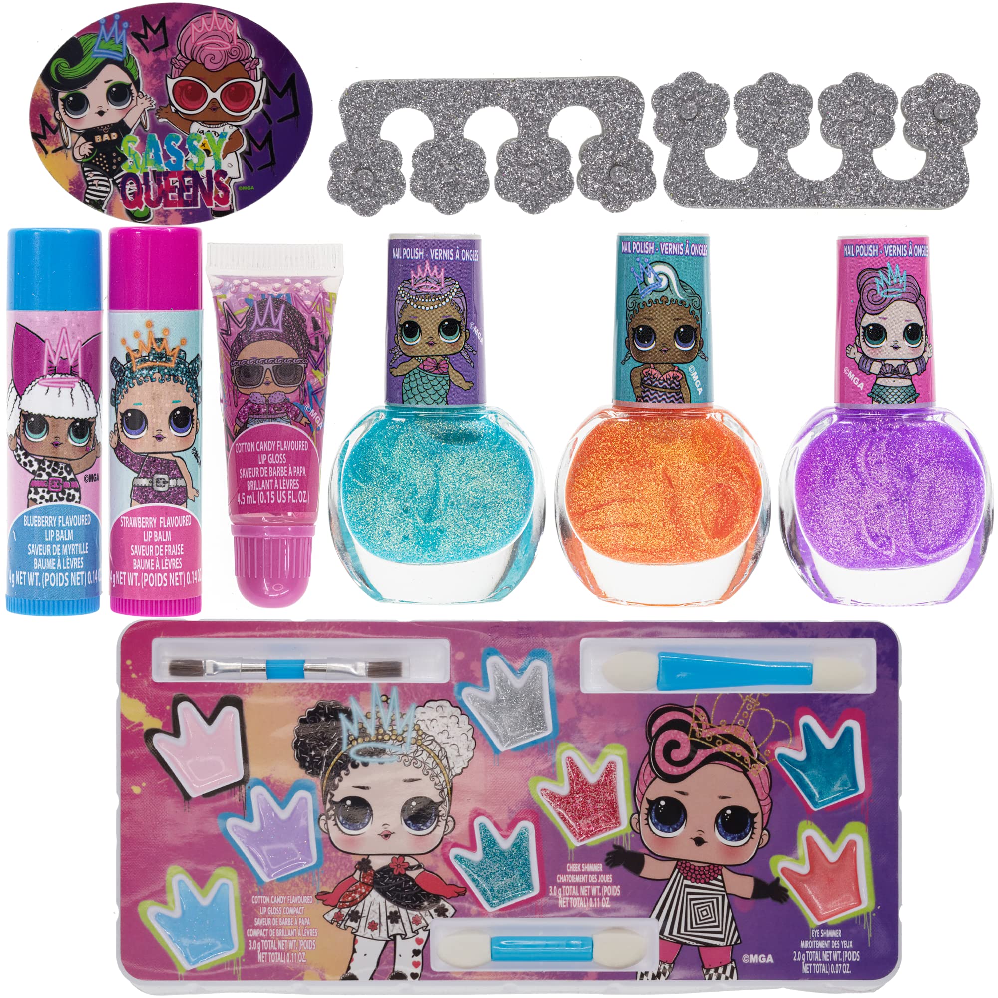 L.O.L Surprise! Townley Girl Kids' Makeup Set with Train Case for Ages 3+