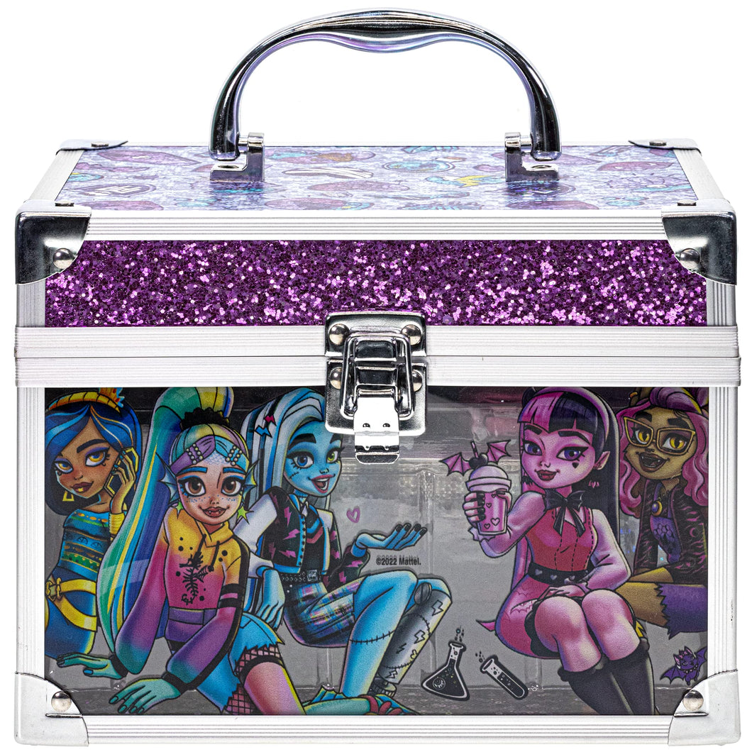Monster High - Townley Girl Train Case Cosmetic Makeup Set Includes Lip Gloss, Eye Shimmer, Brushes, Nail Polish, Nail Accessories & more! for Kids Girls, Ages 6+ Perfect for Parties, Sleepovers & Makeovers