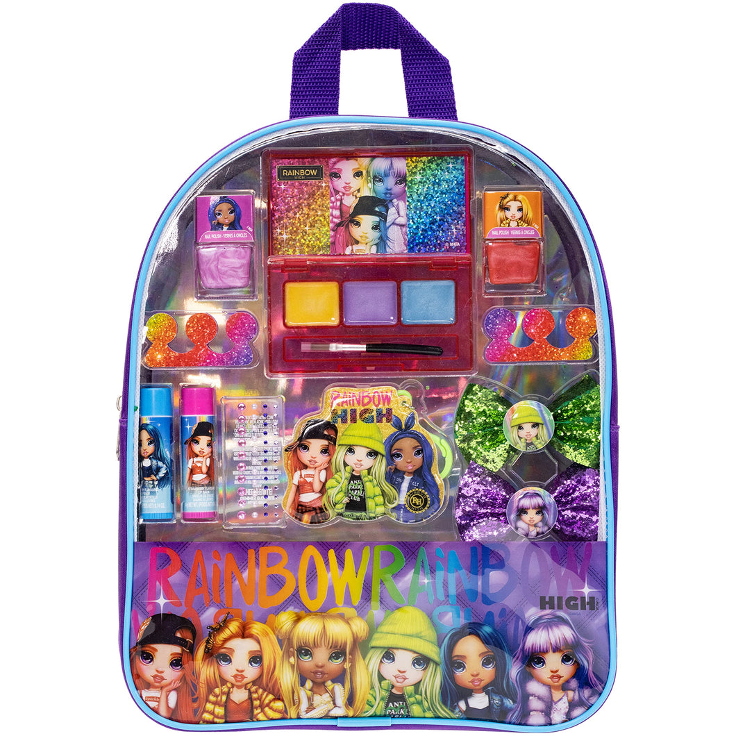 Rainbow High - Townley Girl Cosmetic Makeup Gift Bag Set includes Lip Gloss, Nail Polish & Hair Accessories for Kids Girls, Ages 3+ perfect for Parties, Sleepovers and Makeovers