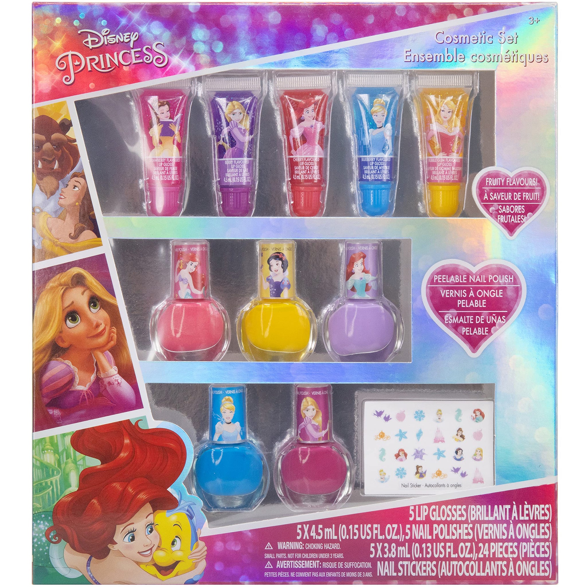 Townley Girl Disney Princess Sparkly Cosmetic Makeup Set for Girls
