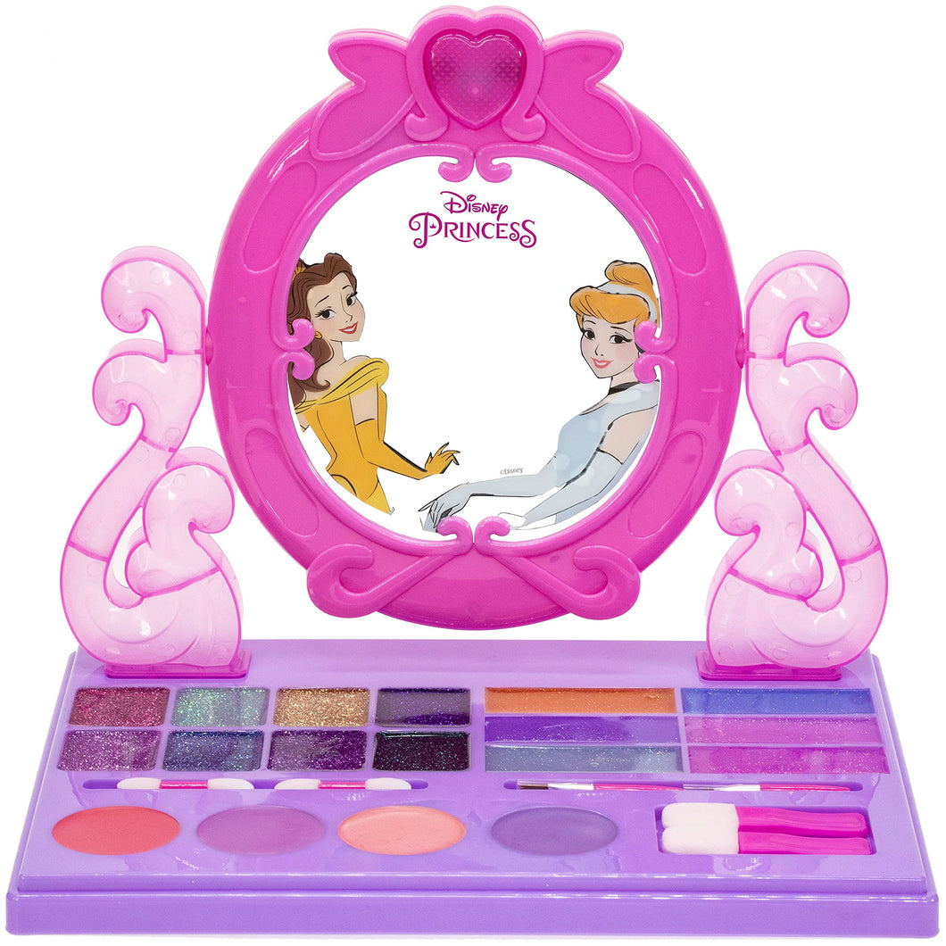 Disney Princess - Townley Girl Cosmetic Vanity Compact Makeup Set with Light & Built-in Music Includes Lip Gloss, Shimmer & Brushes for Kids Girls, Ages 3+ Perfect for Parties, Sleepovers & Makeovers