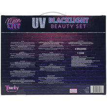 Load image into Gallery viewer, Townley Girl UV Cosmetic Vanity Makeup Set w/Blacklight Includes UV Lip Gloss, UV Shadow, UV Nail Polish, UV Tattoos, UV Gems, Brushes, &amp; More! for Girls, Perfect for Parties, Sleepovers &amp; Makeovers
