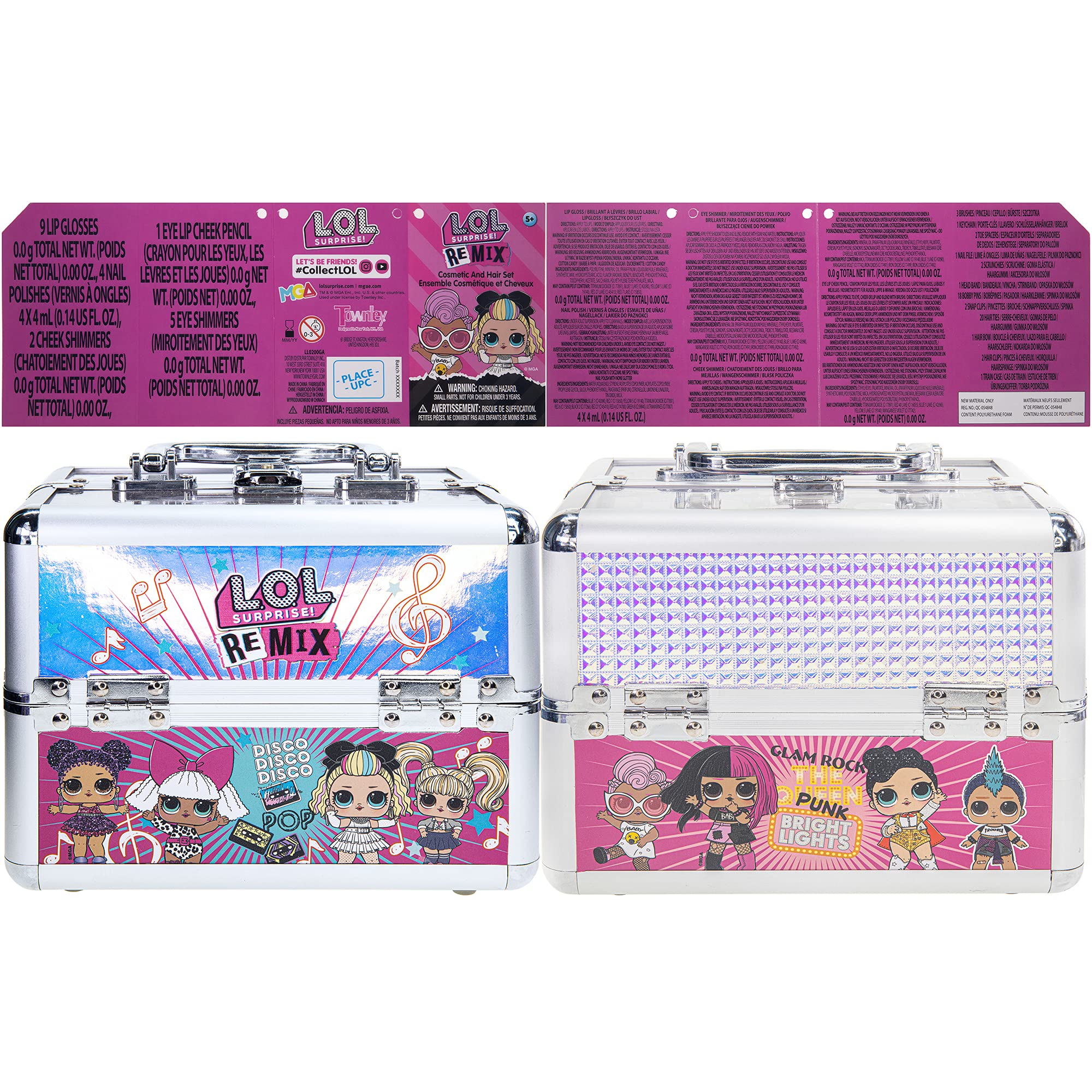 L.O.L Surprise! Townley Girl Kids' Makeup Set With Train Case for Ages 3+ 