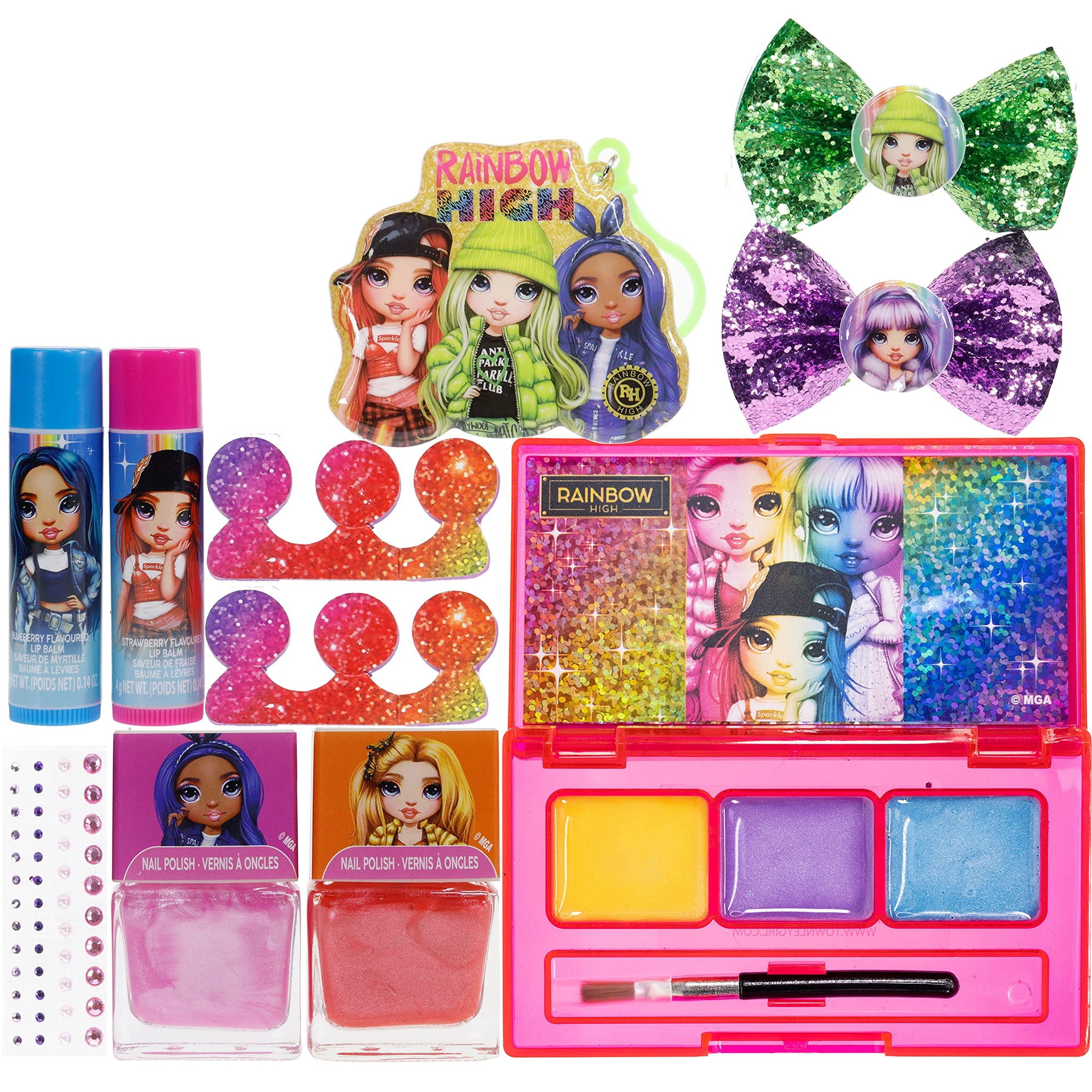 Rainbow High - Townley Girl Cosmetic Makeup Gift Bag Set includes Lip  Gloss, Nail Polish & Hair Accessories for Kids Girls, Ages 3+ perfect for