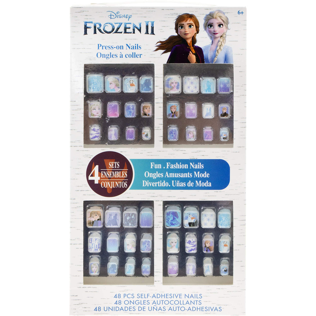 Disney Frozen 2 - Townley Girl 48 Pcs Press-On Nails Artificial False Nails Set for girls, kids with Pre-Glue Full Cover Acrylic Nail Tip Kit, Ages 6+ for Parties, Sleepovers and Makeovers