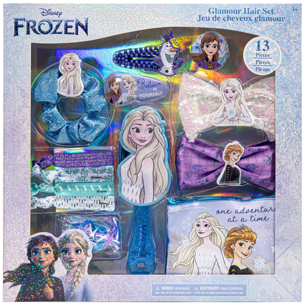 Disney Frozen - Townley Girl Hair Accessories Box|Gift Set for Kids Girls|Ages 3+ (13 Pcs) Including Hair Bow, Hair Brush, Hair Clips and More, for Parties, Sleepovers and Makeovers