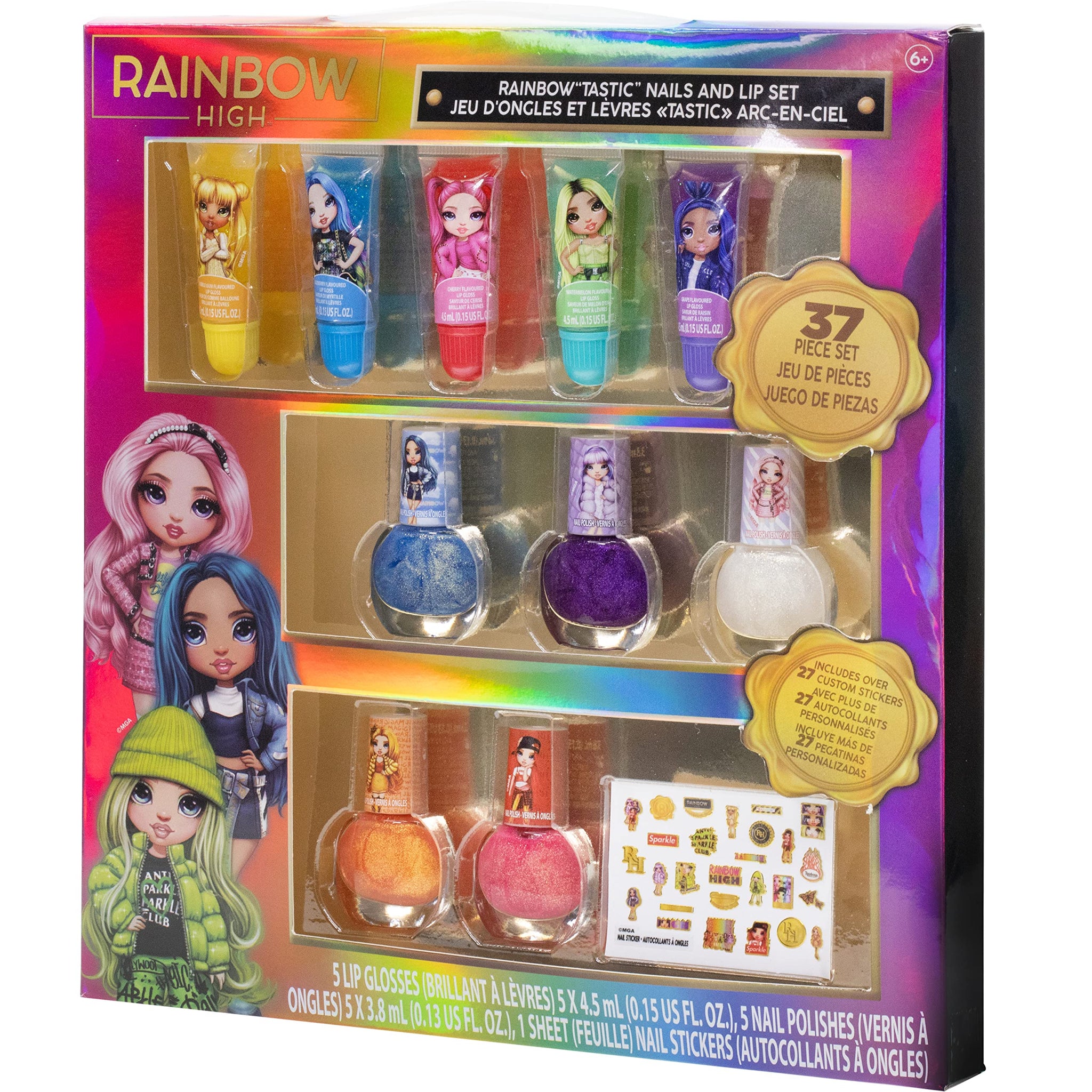  Horizon Group USA Rainbow High Rainbow Nail Salon, Includes 5  Nail Polishes, Nail Stickers, Stick-On Nails, Glitter & Nail Dryer, Nail  Art Kit for Girls Ages 7-12, Multi : Toys 