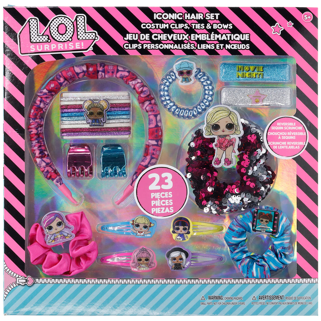 L.O.L Surprise! Townley Girl Hair Accessories Box|Gift Set for Kids Girls|Ages 3+ (23 Pcs) Including Hair Tie, Headband, Hair Clips, Scrunchie and More, for Parties, Sleepovers and Makeovers