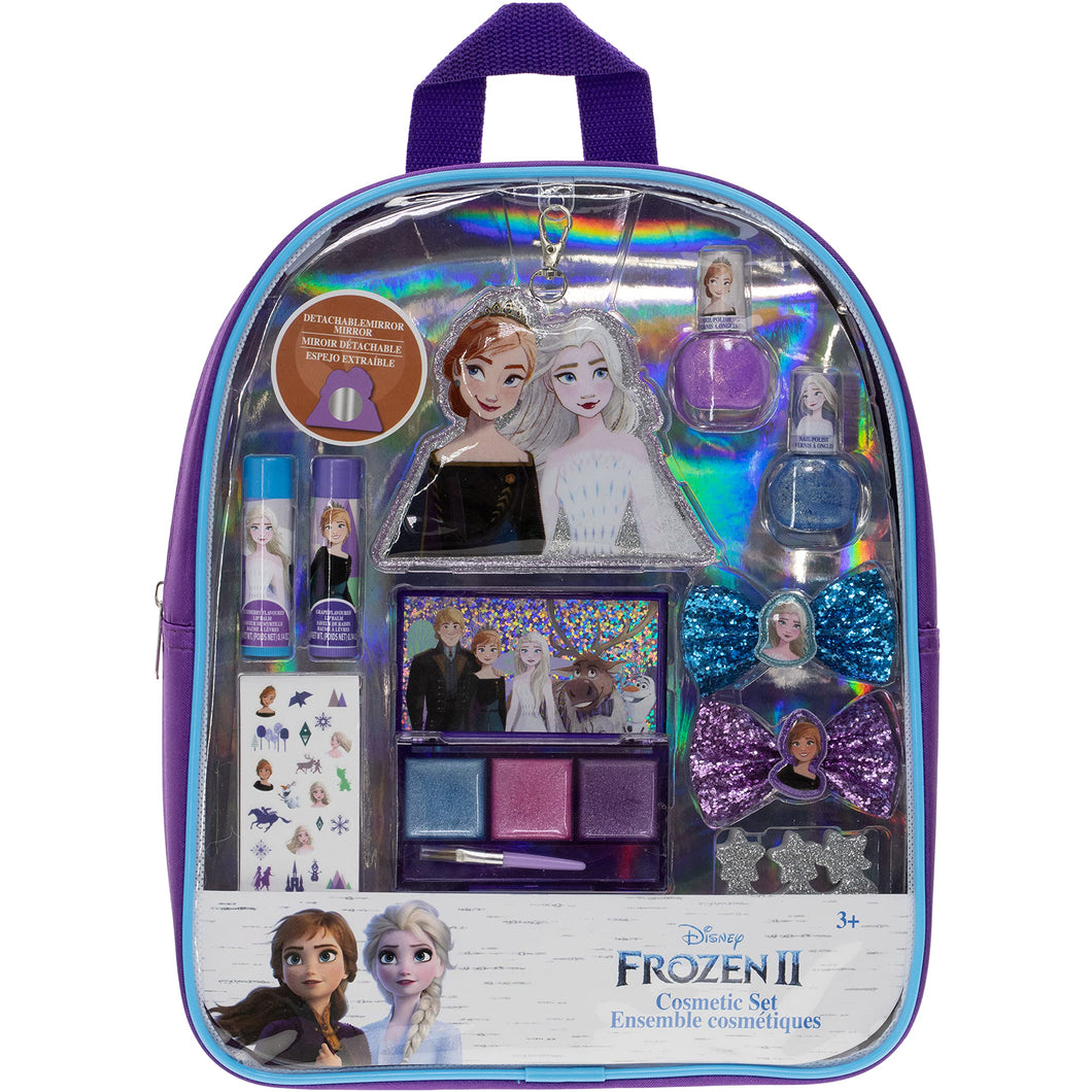 Townley Girl Disney Frozen 2 Backpack Cosmetic Makeup Bag Set Includes Lip Gloss, Nail Polish & Hair Bows and More! for Kids Teen Girls, Ages 3+ Perfect for Parties, Sleepovers and Makeovers