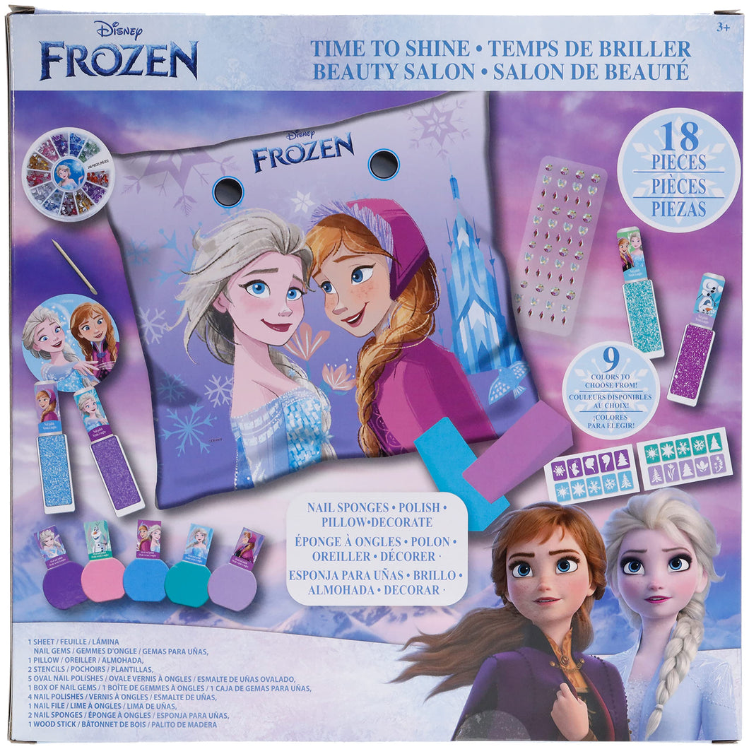 Disney Frozen - Townley Girl Non-Toxic Easy Peel-Off 18 pcs Mega Nail Polish Set for Girls with Manicure Pillow, Nail Sponge, Stencils, Nail Gems Stickers, Nail File and more! For Ages 3+