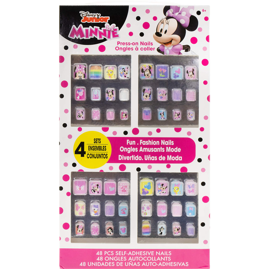 Disney Minnie Mouse - Townley Girl 48 Pcs Press-On Nails Artificial False Nails Set for girls, kids with Pre-Glue Full Cover Acrylic Nail Tip Kit, Ages 6+ for Parties, Sleepovers & Makeovers