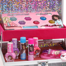 Load image into Gallery viewer, Barbie - Townley Girl Train Case Cosmetic Makeup Set Includes Lip Gloss, Eye Shimmer, Brushes, Nail Polish, Nail Accessories &amp; more! for Kids Girls, Ages 3+ perfect for Parties, Sleepovers &amp; Makeovers
