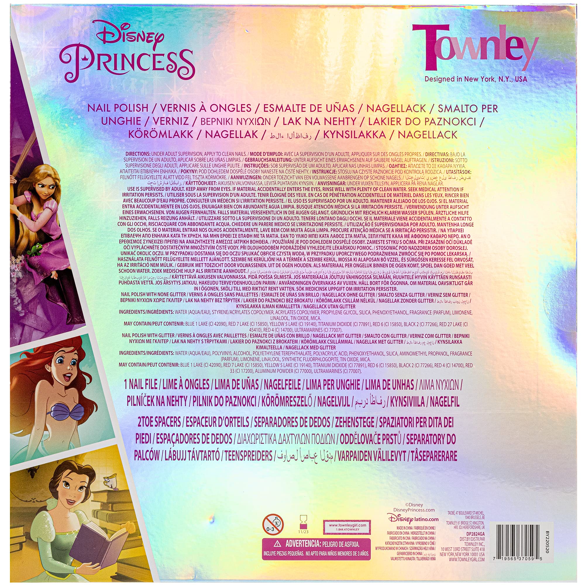 Townley Girl Disney Princess Belle 18 Pcs Non-Toxic Peel-Off Water-Bas –  townleyShopnew