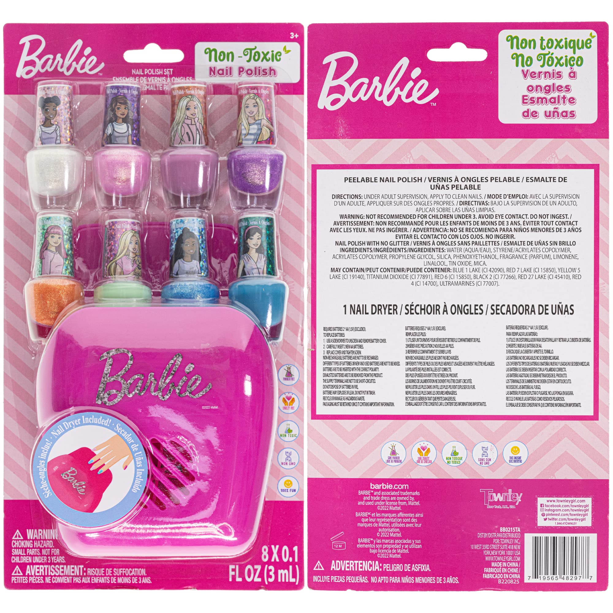 Barbie - Townley Girl 18 Pcs Non-Toxic Peel-Off Quick Dry Nail Polish –  townleyShopnew