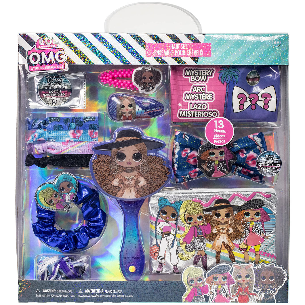L.O.L Surprise! Townley Girl Hair Accessories Box|Gift Set for Kids Tweens Girls|Ages 3+ (13 Pcs) Including Hair Bow, Brush, Hair Clips, Metallic Scrunchie & More, for Parties, Sleepovers & Makeovers