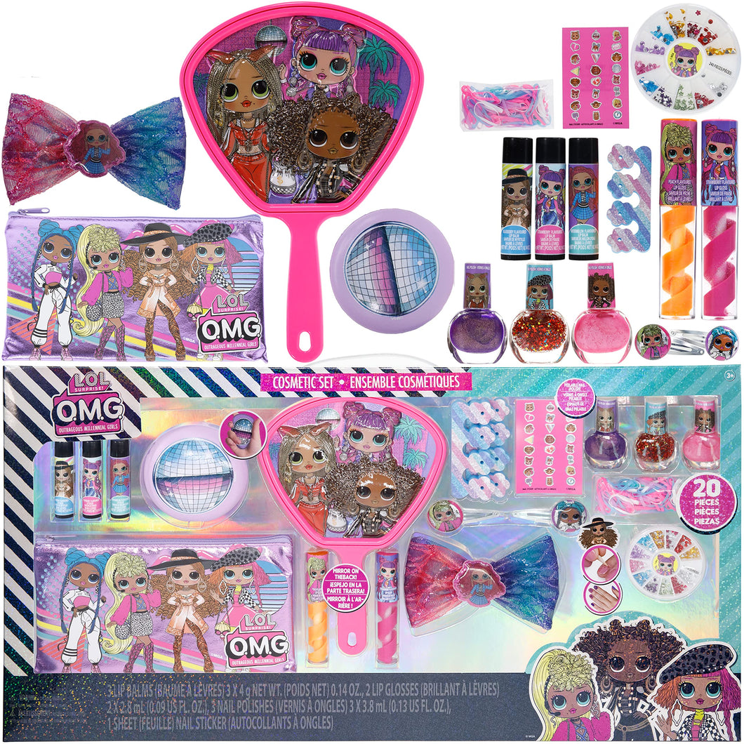 LOL Surprise OMG – Townley Girl Mega Cosmetic Set. Includes Lip, Nail, Hair & Face Makeup with Bag and Mirror for Girls, Ages 3+ Perfect for Parties, Sleepovers and Makeovers