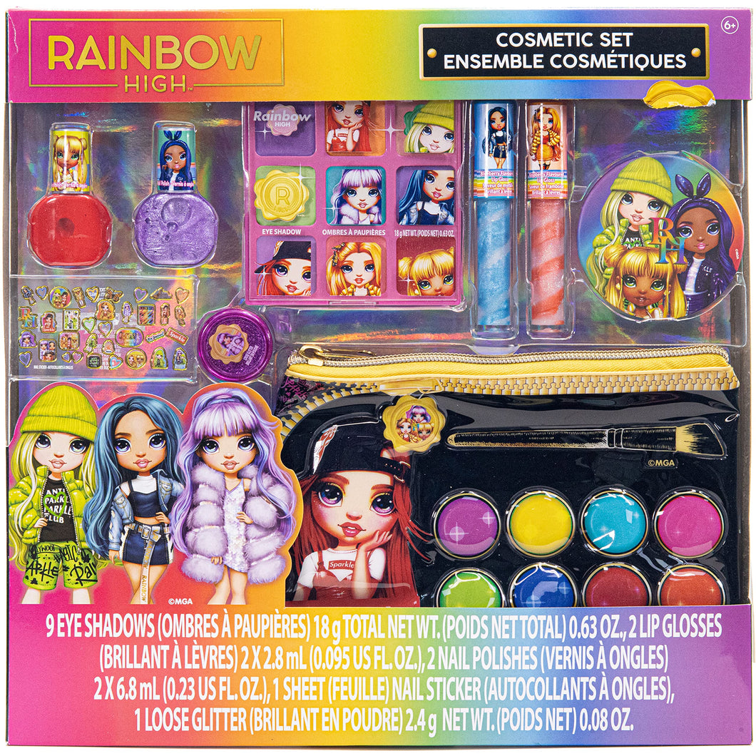 Rainbow High - Townley Girl Cosmetic Makeup with Palette Bag Set Includes Lip Gloss, Nail Polish & Eye Shadow and More! for Kids Girls, Ages 6+ Perfect for Parties, Sleepovers and Makeovers