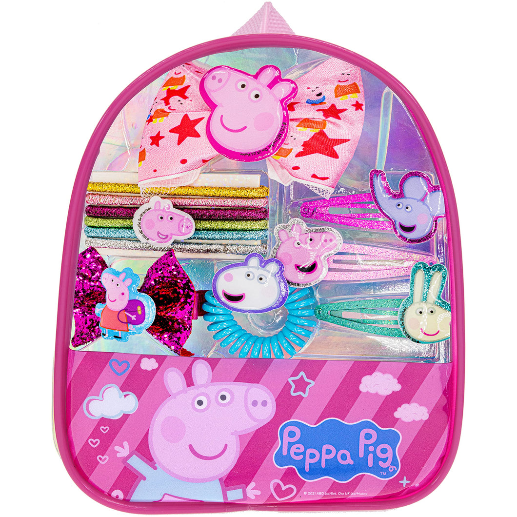 Peppa Pig - Townley Girl Backpack Cosmetic Makeup Gift Bag Set includes Hair Accessories and Printed PVC Back-pack for Kids Girls, Ages 3+ perfect for Parties, Sleepovers and Makeovers