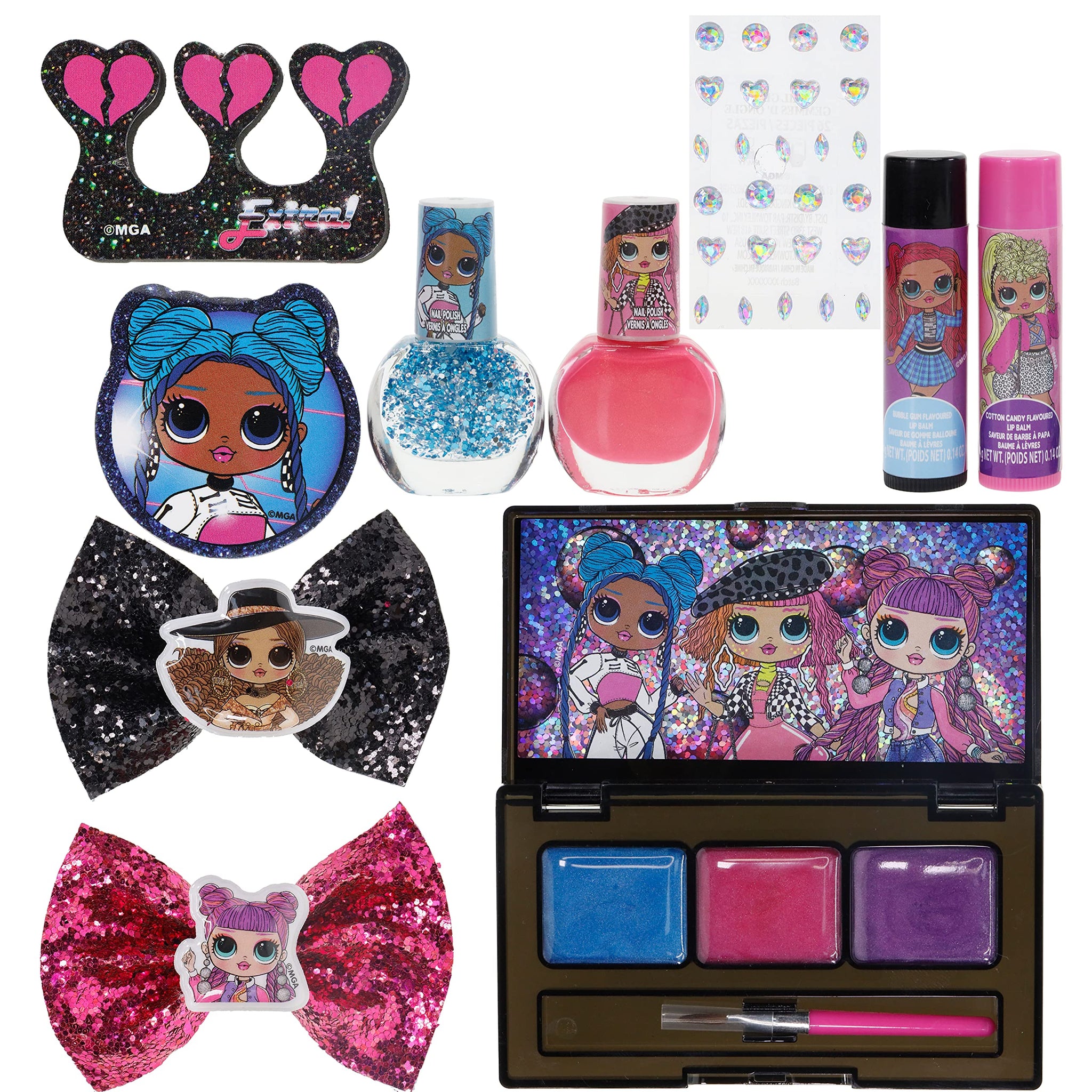 Townley Girl LOL Surprise! Fashion Purse Makeup Set with Non-Toxic Nail  Polish, Eyeshadow, Hair Accessories and More, Rainbow Chain for Girls Ages  3