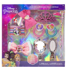 Load image into Gallery viewer, Disney Princess - Townley Girl Hair Accessory Activity Set for Girls, Ages 3+ Makeup Hair Salon Kit 20 Pieces Including Hair Brush, Mirror, Tiara Bows and More, for Parties, Sleepovers and Makeovers
