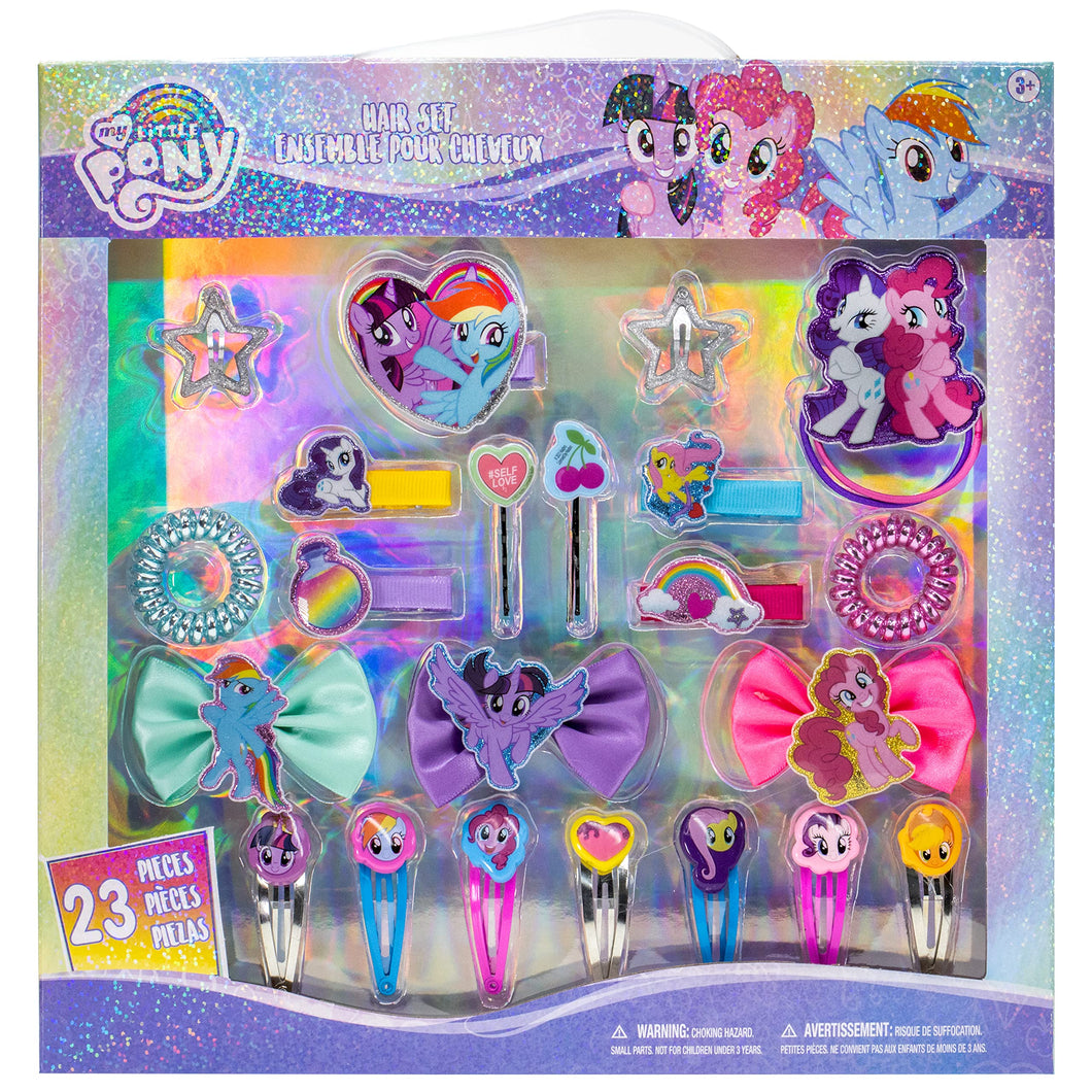 My Little Pony - Townley Girl Hair Accessories Kit|Gift Set for Kids Girls|Ages 3+ (22 Pcs) Including Hair Bow, Coils, Hair Clips, Hair Pins and More, for Parties, Sleepovers & Makeovers