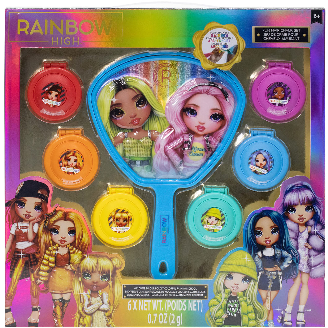 Rainbow High - Townley Girl Hair Accessories Set, Ages 6+ With 7 Pieces Including 6 Hair Chalks and 1 Mirror, for Parties, Sleepovers and Makeovers